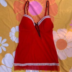 Red Lingerie Top with White and Black details